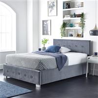 Aspire Velvet Kingsize Side Lift Ottoman Bed - Grey