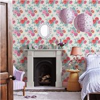 Cath Kidston Archive Rose Wallpaper - Blue & Pink