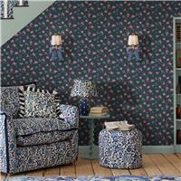Cath Kidston Rose & Bows Navy Blue Wallpaper