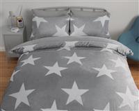 Argos Home Fleece Stars Grey & White Bedding Set - Superking