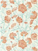 Harlequin Fleur De Joie Paprika Aqua Wide Width Wallpaper