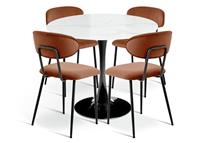 Habitat Tulip Marble Effect Dining Table & 4 Copper Chairs