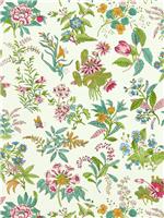 Harlequin Woodland Floral Peridot Ruby White Wallpaper