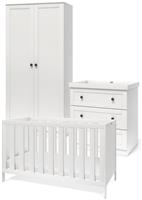 Silver Cross Bromley 3 Piece 2 Door Wardrobe Set - White