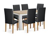 Argos Home Preston Extending Grey Dining Table & Black Chair