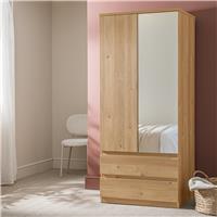 Argos Home Jenson 2 Door 2 Drawer Mirror Wardrobe - New Oak