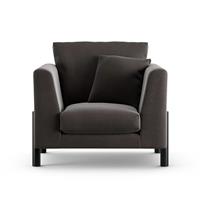 Habitat Aston Velvet Armchair - Slate Grey - Black Leg