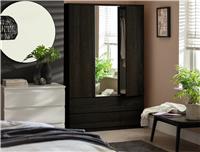 Argos Home Jenson 3 Door 4 Drawer Mirror Wardrobe - Black