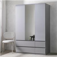 Argos Home Jenson 3 Door 4 Drawer Mirror Wardrobe - Grey