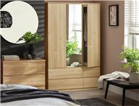 Argos Home Jenson 3 Door 4 Drawer Mirror Wardrobe - New Oak