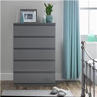 Argos Home Jenson 5 Drawer Chest - Grey Gloss