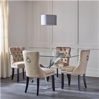 Argos Home Blake Chrome Dining Table & 4 Taupe Chairs