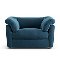 Habitat Wynn Velvet Cuddle Chair - Ink Blue - Ash Leg