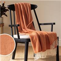 Habitat Herringbone Throw - Burnt Orange - 125x150cm