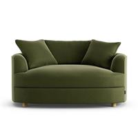 Habitat Sacha Velvet Cuddle Chair - Moss Green - Ash Leg
