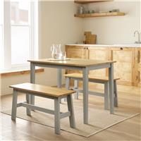 Argos Home Chicago Grey Dining Table & 2 Grey Benches