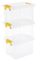 Strata Stackmaster 3 x 35 Litre Plastic Storage Boxes- Clear