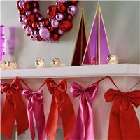 Habitat Red and Pink Satin Bow Christmas Garland