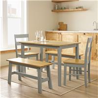 Argos Home Chicago Ext Grey Dining Table, 2Benches & 2Chairs