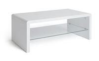 Argos Home Sleigh 1 Shelf Coffee Table - White Gloss