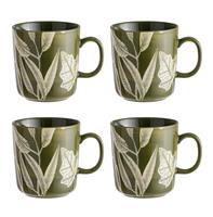 Habitat Floral Set of 4 Mugs - Green