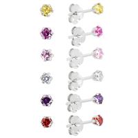 Revere Sterling Silver Cubic Zirconia Stud Earrings Set of 6