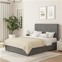 Aspire Taylor Single Velvet End Lift Ottoman Bed - Steel