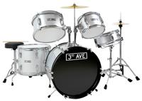 3rd Avenue Junior 5 Piece Drum Kit - Silver