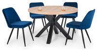 Julian Bowen Berwick Wood Effect Dining Table & 4 Blue Chair