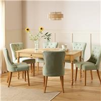Argos Home Bess Oak Dining Table & 6 Green Chairs