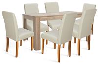 Argos Home Preston Oak Dining Table & 6 Cream Chairs