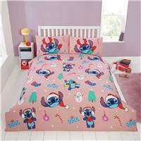 Disney Stitch Christmas Pink Kids Bedding Set - Double