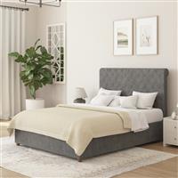 Aspire Taylor Kingsize Velvet End Lift Ottoman Bed - Steel