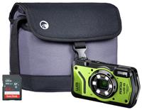 Pentax WG-8 20MP 5x Zoom Compact Digital Camera Combo- Green