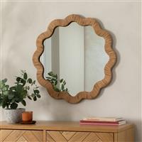 Habitat Rattan Round Wavy Wall Mirror - 60x60cm