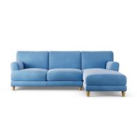 Habitat Askem Velvet Right Hand Corner Sofa-Sky Blue-Ash Leg