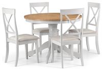 Julian Bowen Rubber Wood Round Dining Table & 4 Grey Chairs