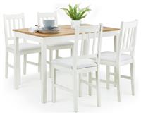 Julian Bowen Coxmoor Oak Dining Table & 4 Ivory Chairs