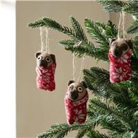 Habitat Pack of 3 Pugs Wrapped In Blanket Hanging Decoration