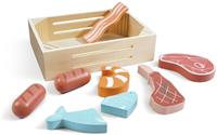 Chad Valley Wooden Food Crate Meat and Fish