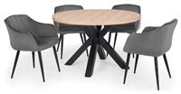 Julian Bowen Berwick Oak Dining Table And 4 Grey Chairs