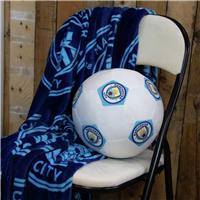 Manchester City Football Shaped Cushion - White - 25cm
