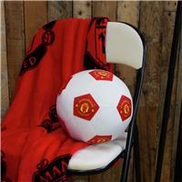 Manchester United Football Shaped Cushion - White - 25cm