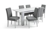 Argos Home Miami 6-8 Seater Extending Table & 6 Grey Chairs