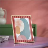 "Habitat Pink & Red Stripe Metal Frame - 5x7"""