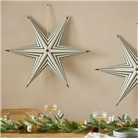 Habitat Green Stripe Paper Star Christmas Hanging Decoration
