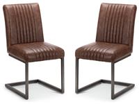 Julian Bowen Pair of Faux Leather Dining Chairs - Brown