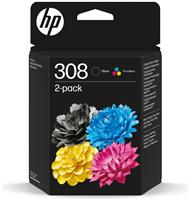 HP 308 Original Ink Cartridge Pack of 2 - Black & Tri-Colour
