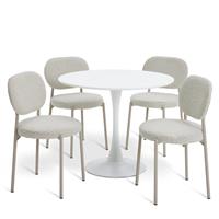 Habitat Tulip White Dining Table & 4 White Chairs