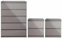 Argos Home Jenson 2 Bedside & 5 Drawer Chest Set -Grey Gloss